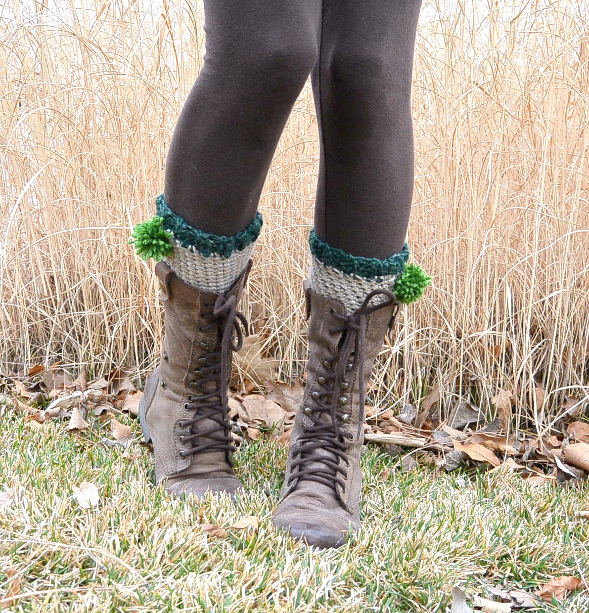 St. Patty’s Easy Crochet Boot Cuffs with Poms