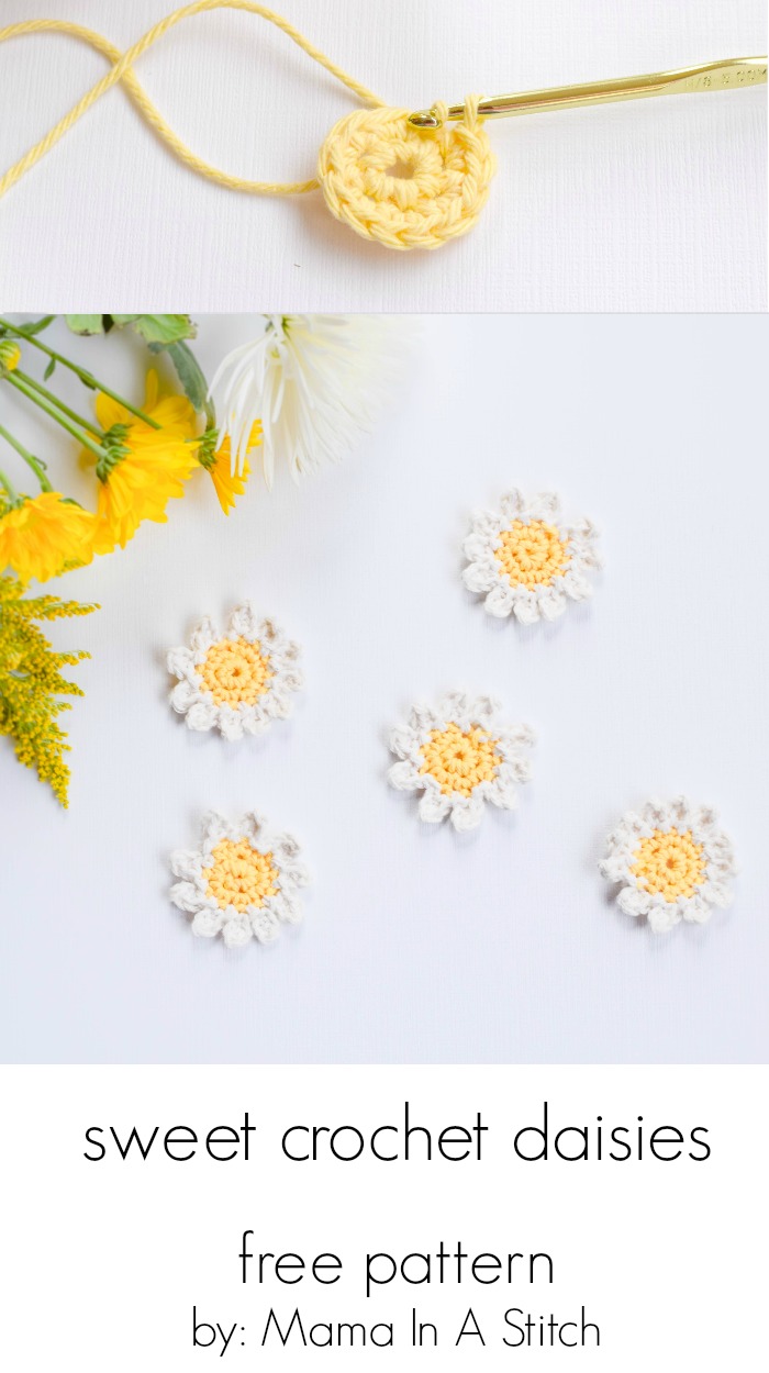 Crochet a Mini Daisy in 10 Minutes with this Free Pattern - Amelia Makes