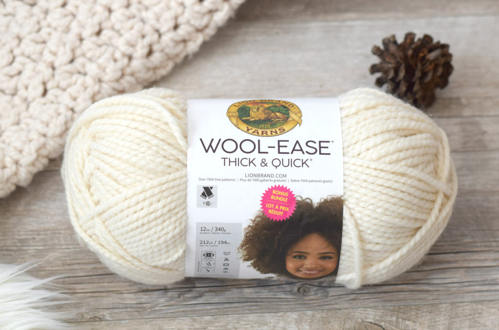  Lion Brand Yarn Wool-Ease Thick & Quick Yarn, Soft and Bulky  Yarn for Knitting, Crocheting, and Crafting, 1 Skein, Hudson Bay