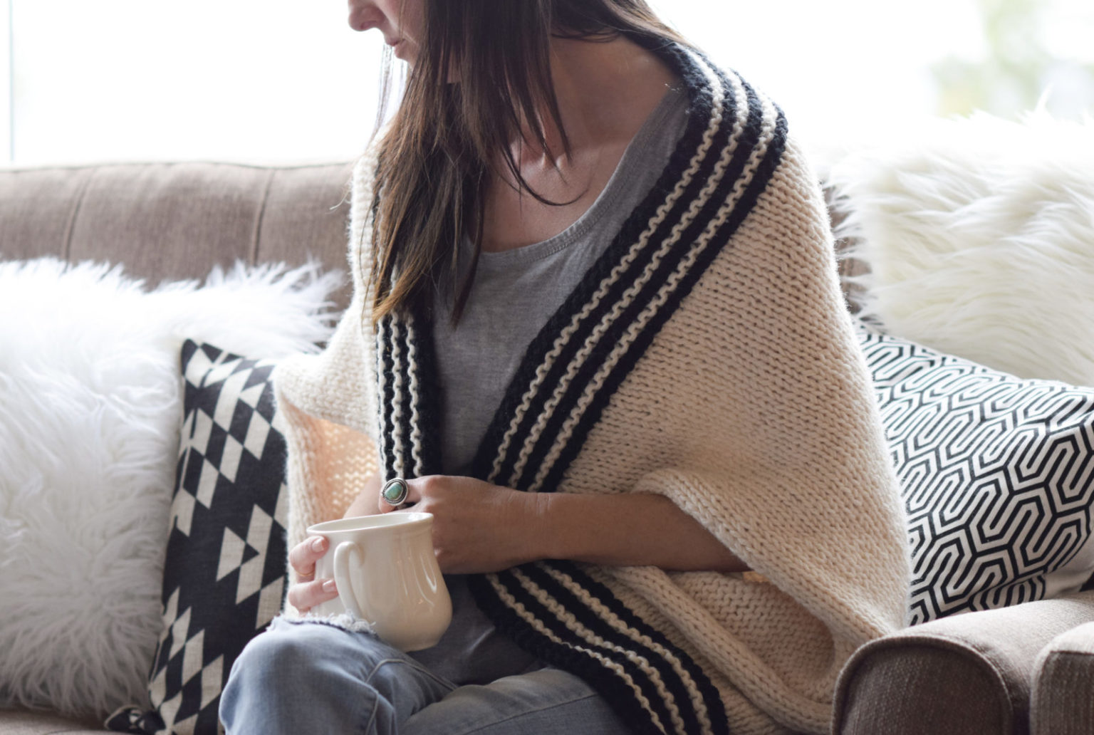 Classic Stripe Easy Knit Sweater (Blanket Sweater) Mama In A Stitch