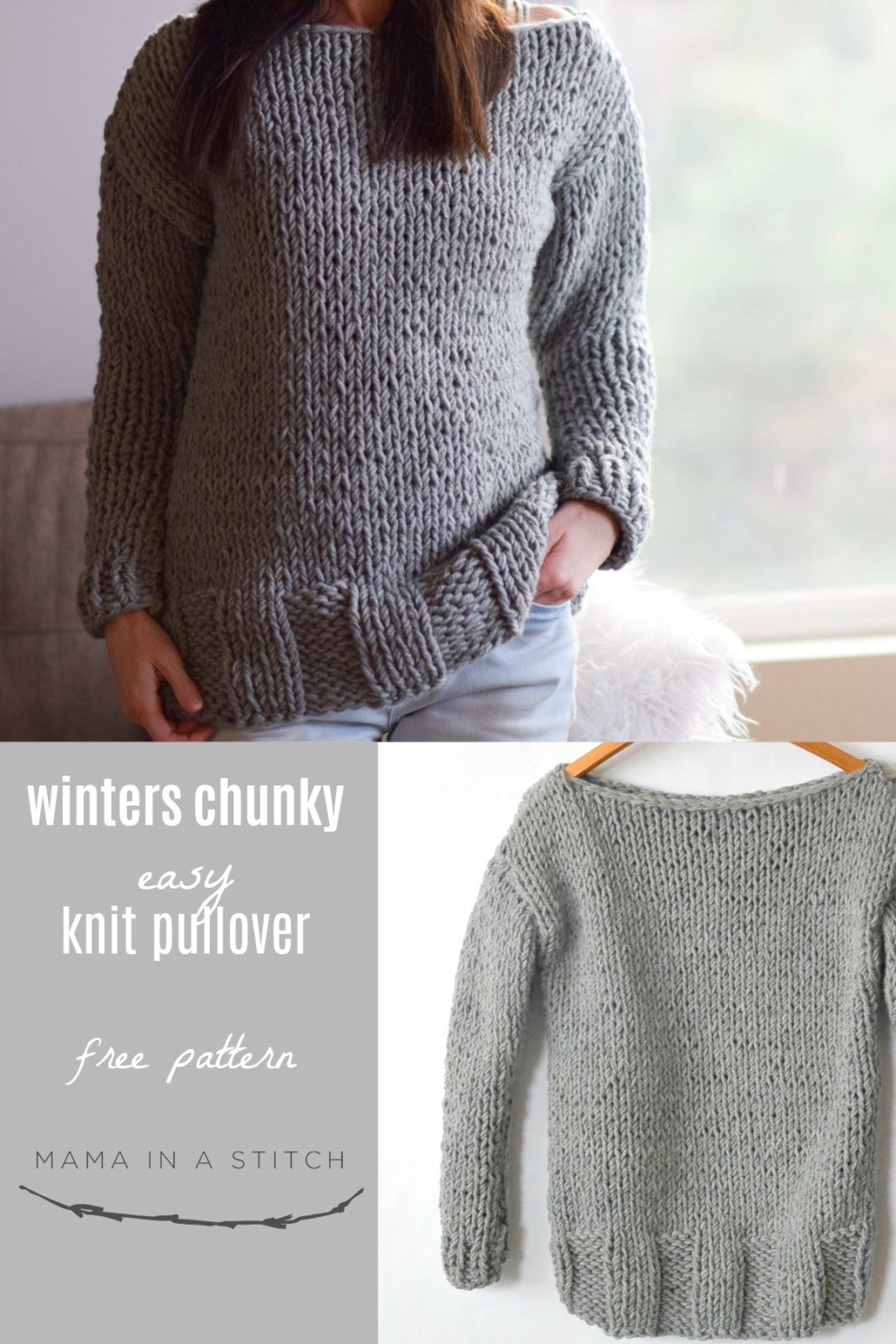 Winters Chunky Easy Knit Pullover Pattern Mama In A Stitch