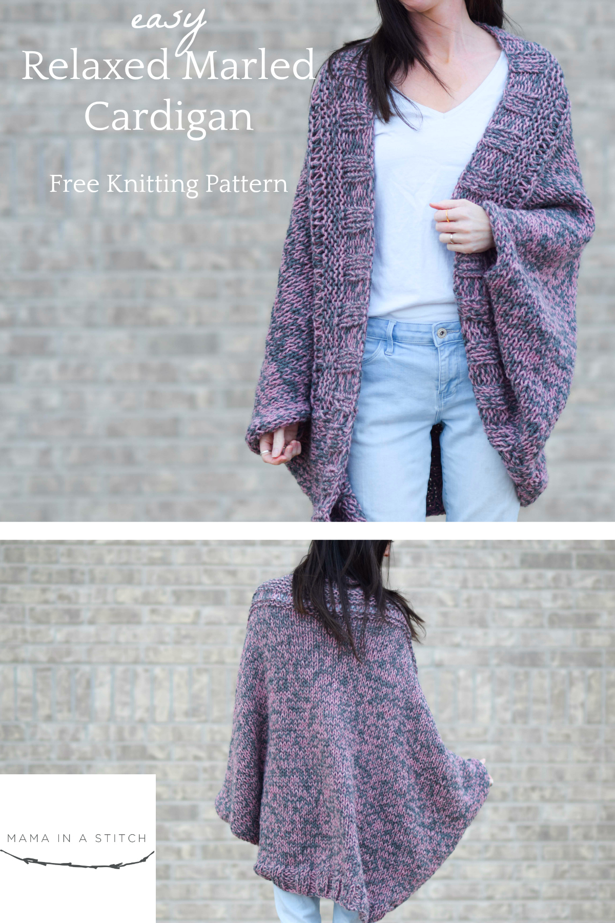 Easy Relaxed Marled Cardigan Knitting Pattern – Mama In A Stitch