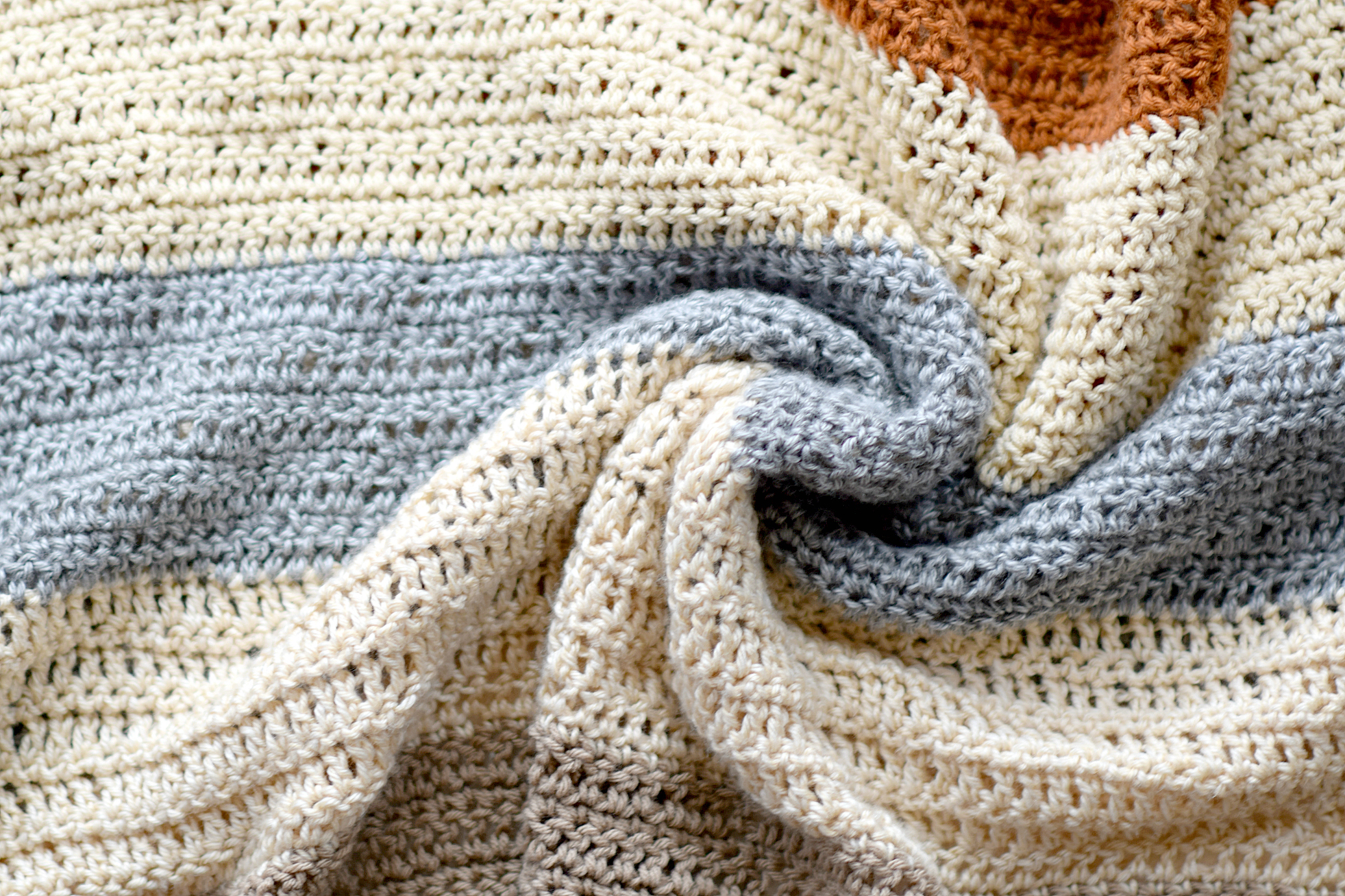 Simple Stripe Knit Blanket, Taupe Grey