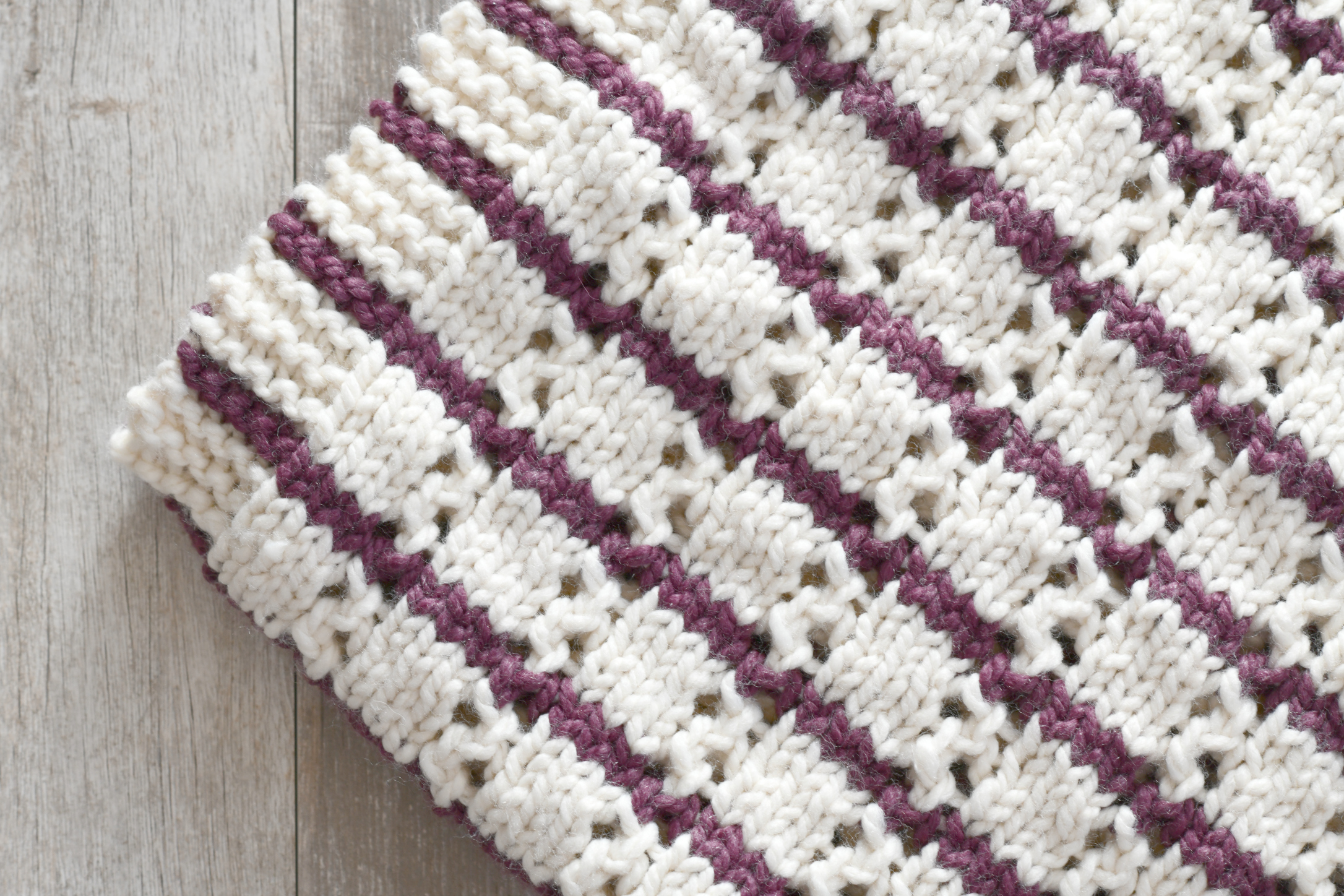Stripes & Eyelets Urban Easy Blanket Knitting Pattern – Mama In A