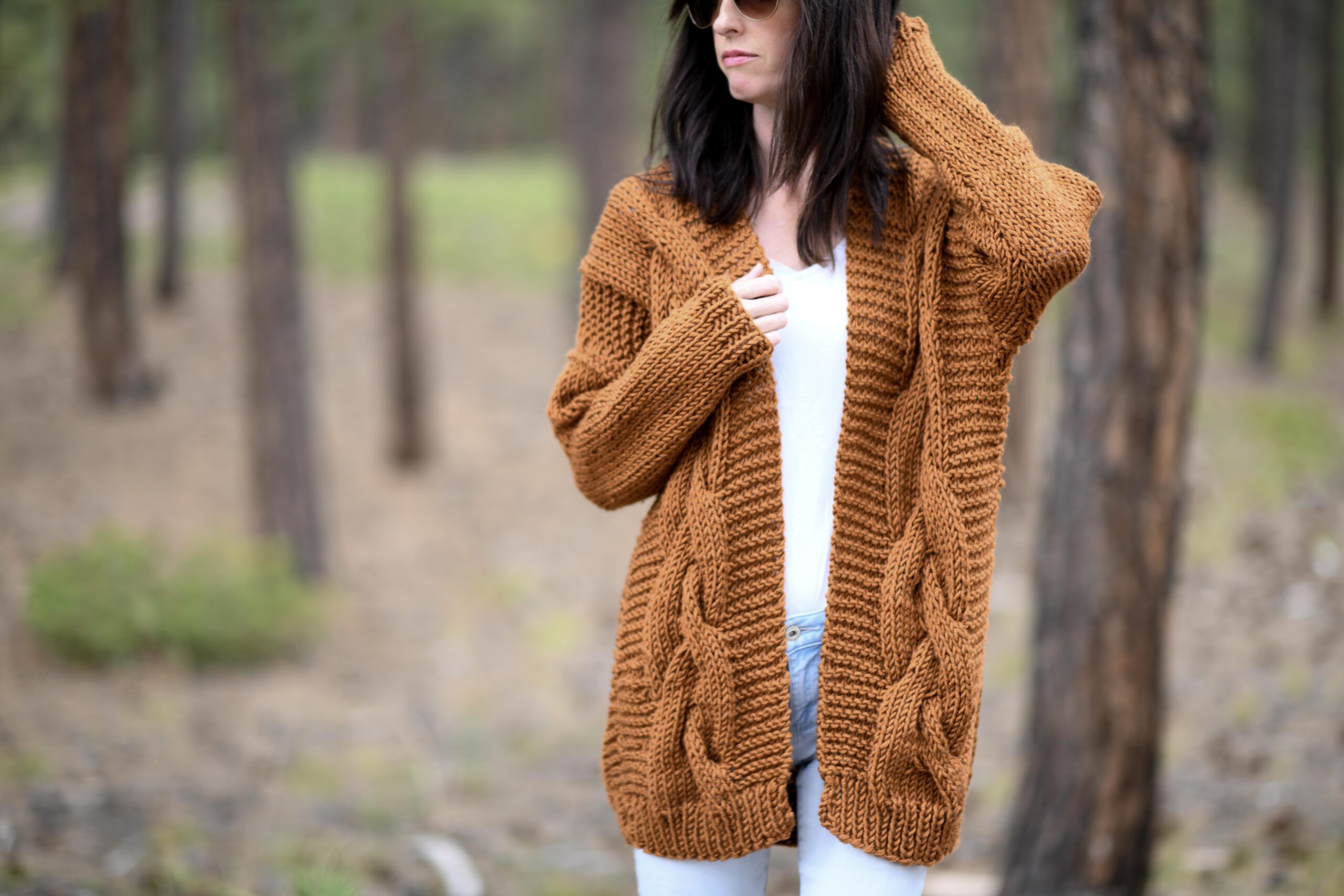 Easy Cable Knit Sweater Free Pattern Mama In A Stitch