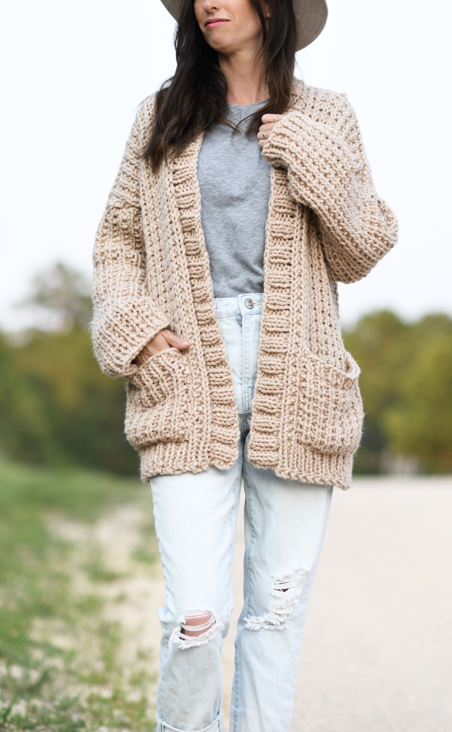 My Big Comfy Ribbed Cardi Knitting Pattern, Easy Knit Sweater