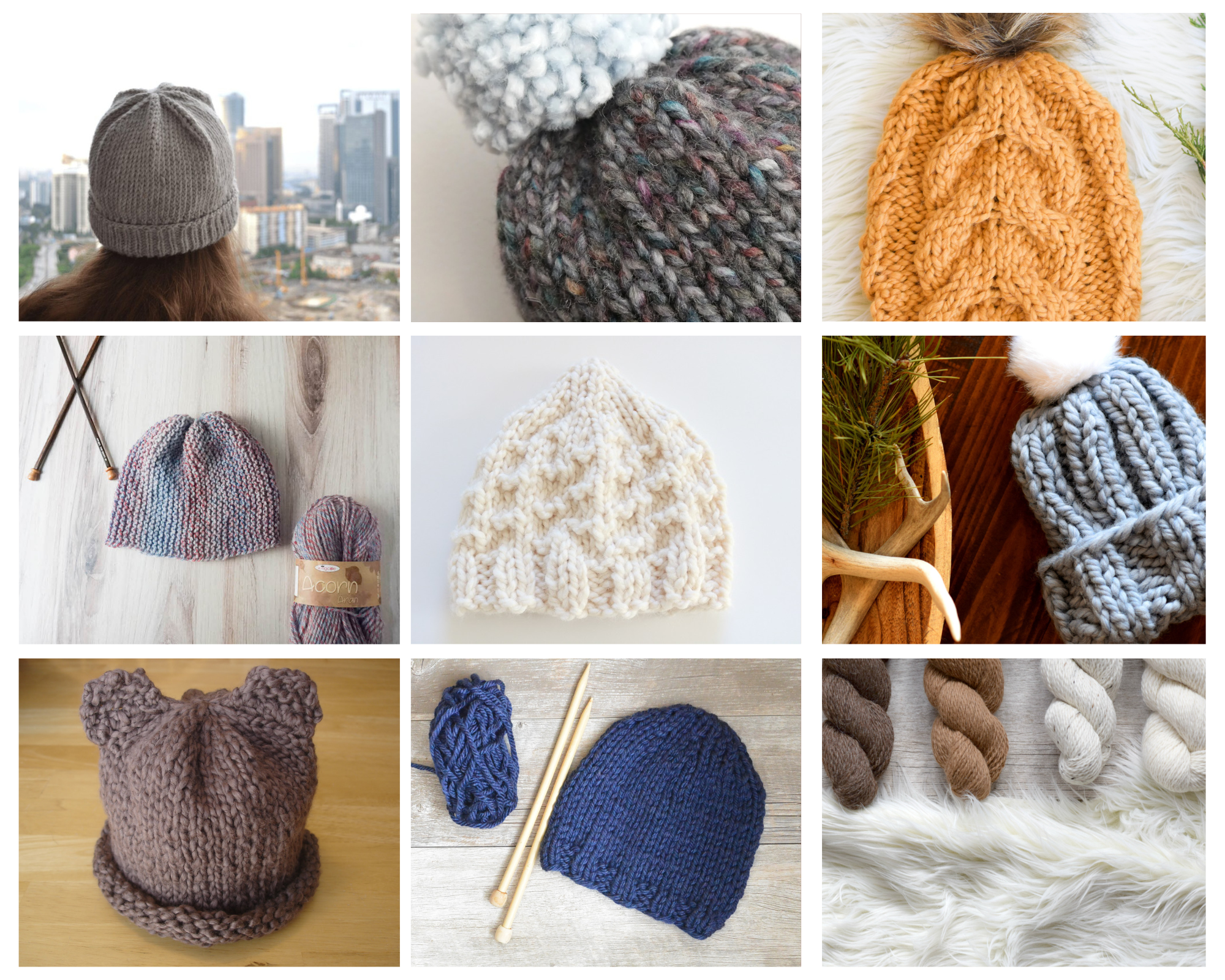 Beginner Flat Knit Hat Knitting Pattern 