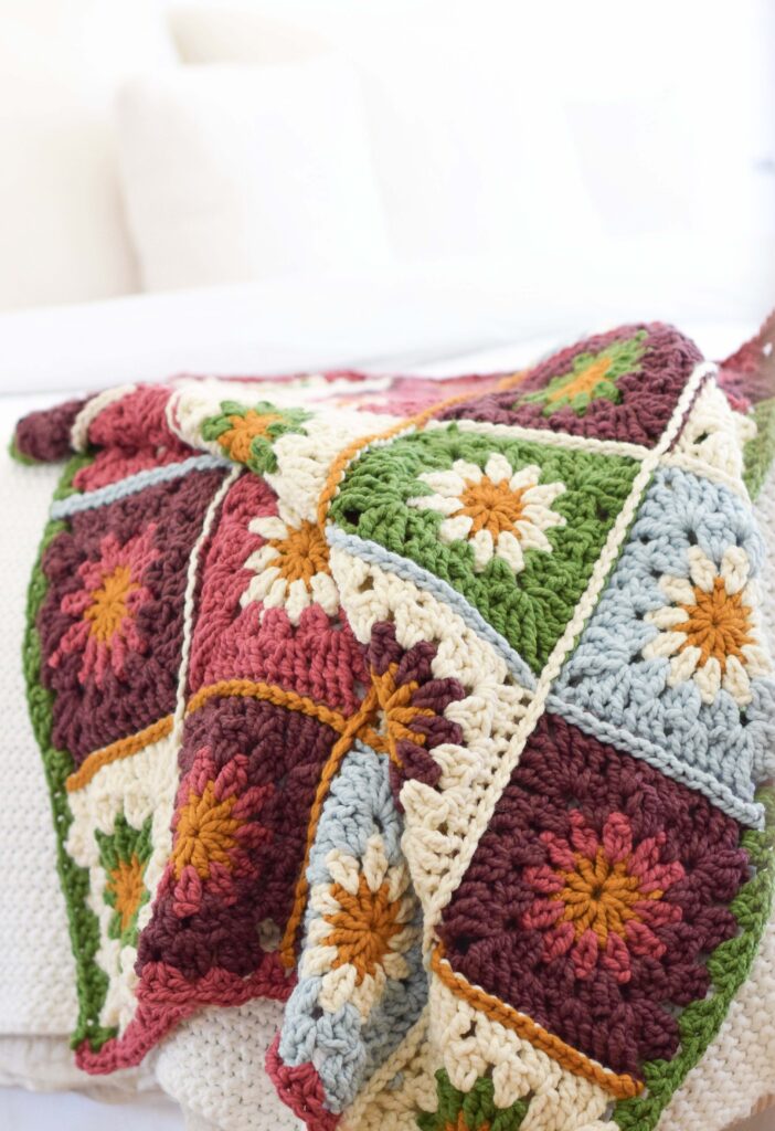 Chunky Flowers Blanket Crochet Pattern