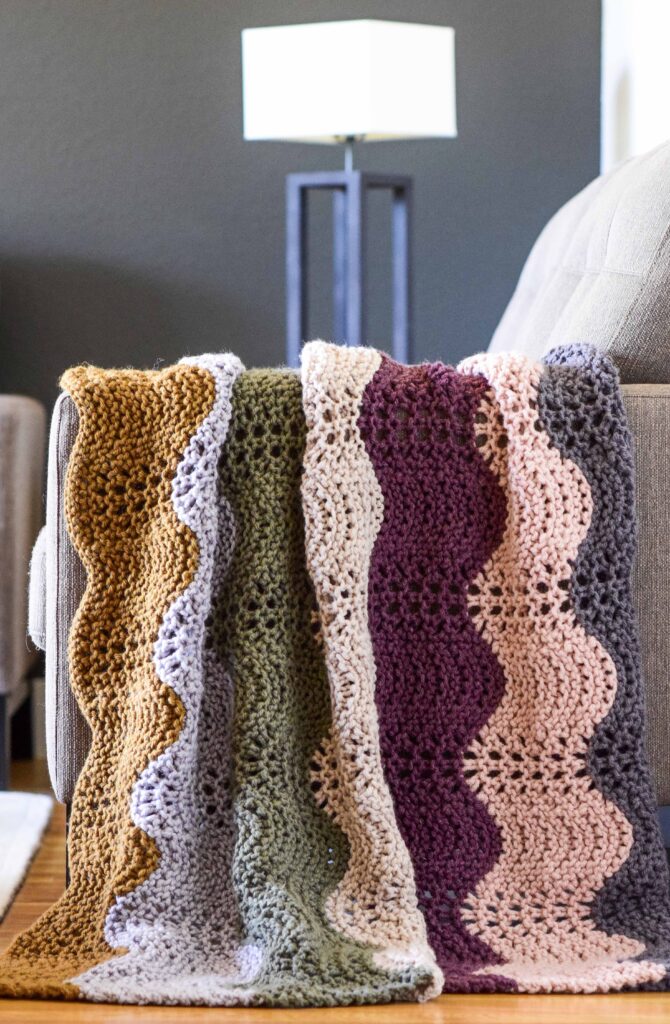 Chunky colorful blanket knitting pattern